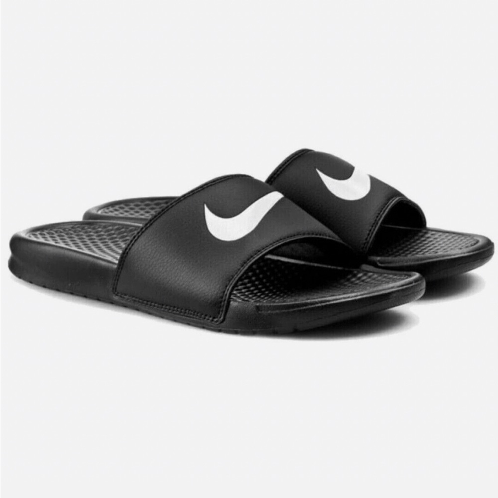 Nike Slides Black/White Swoosh Size 11